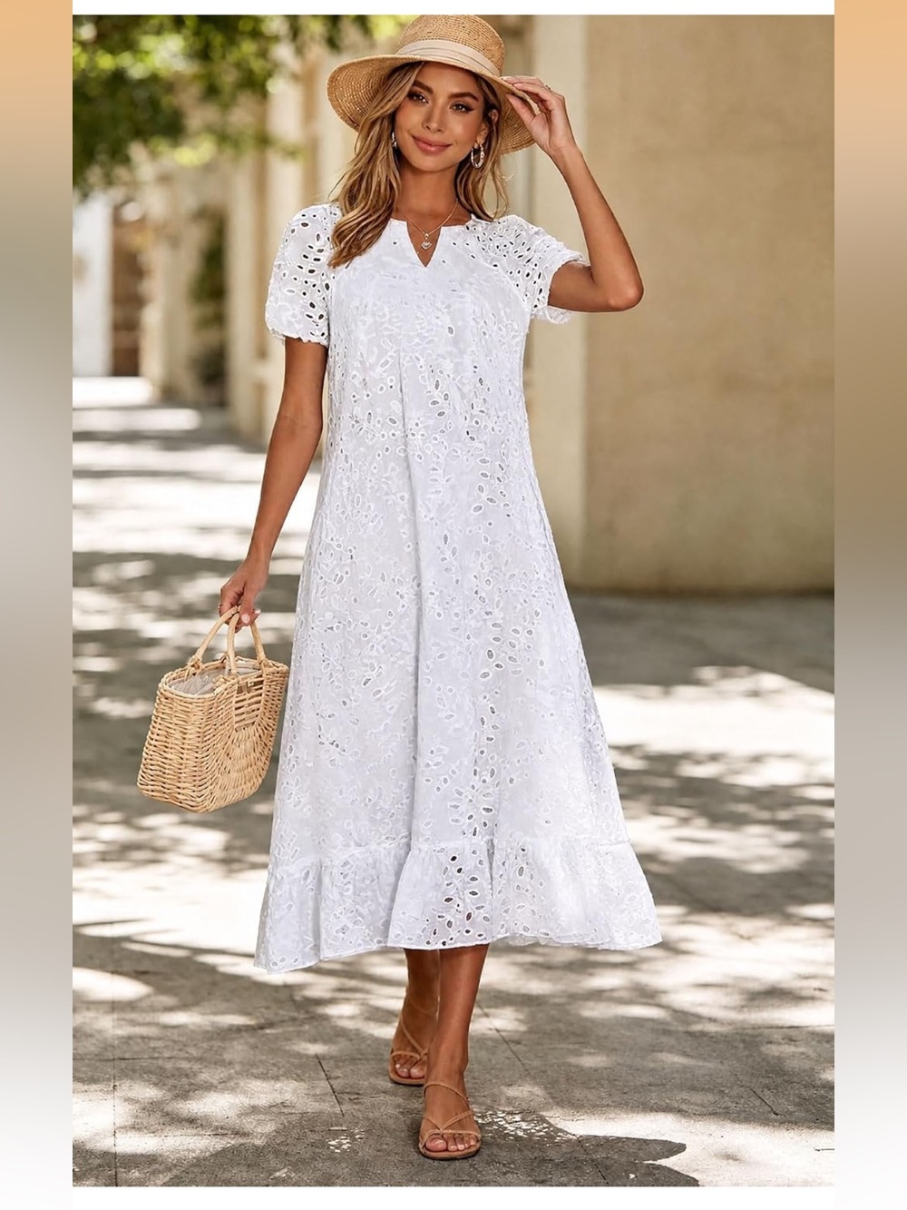 🌴 NWT Ebossy Eyelet Midi Dress